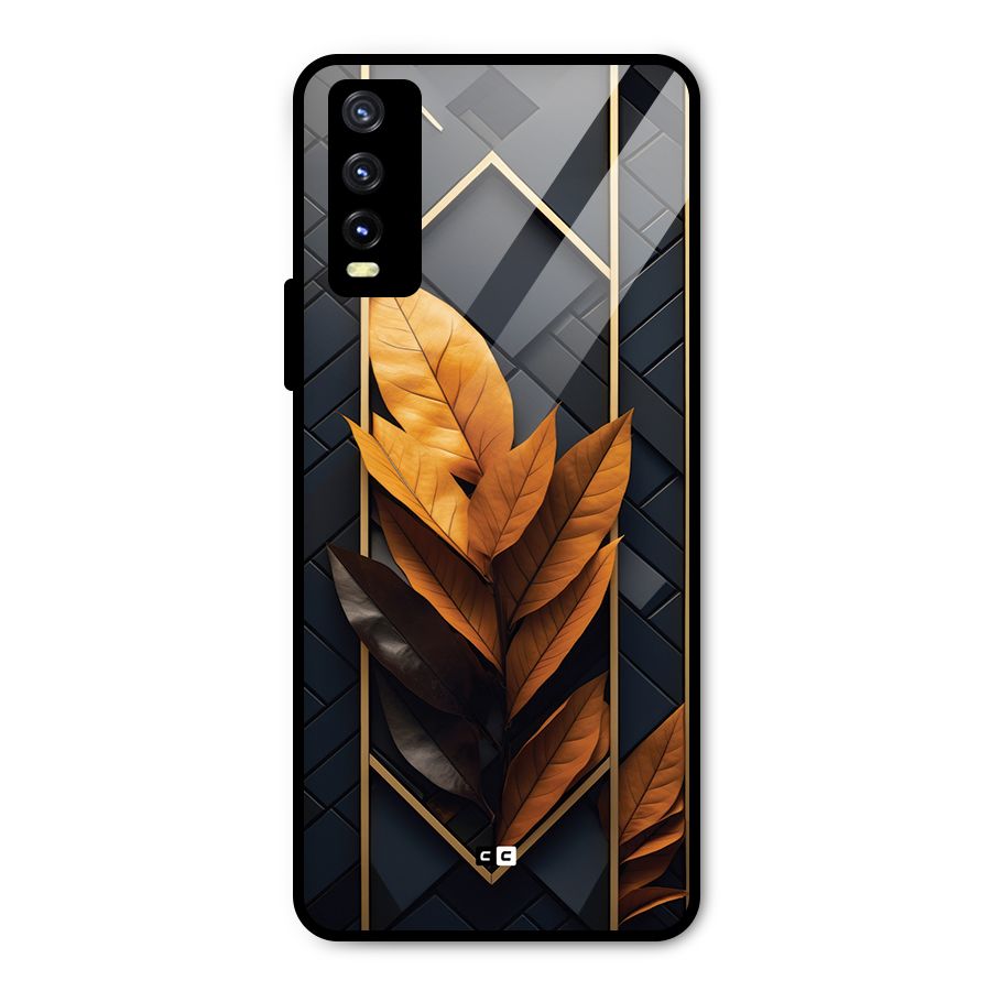 Golden Leaf Pattern Metal Back Case for Vivo Y20