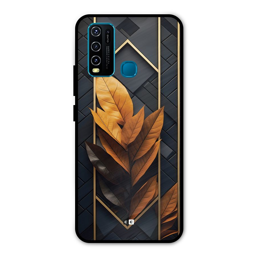 Golden Leaf Pattern Metal Back Case for Vivo Y30