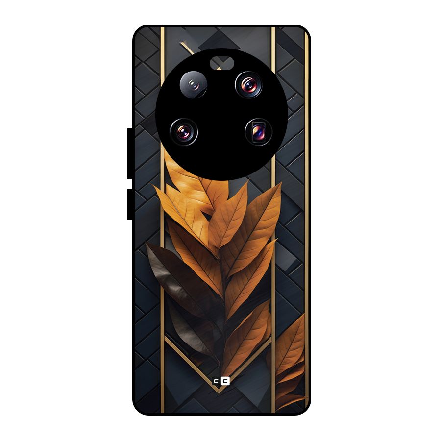 Golden Leaf Pattern Metal Back Case for Xiaomi 13 Ultra