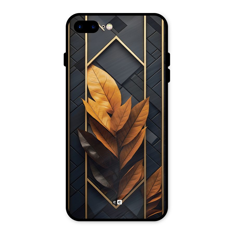 Golden Leaf Pattern Metal Back Case for iPhone 7 Plus