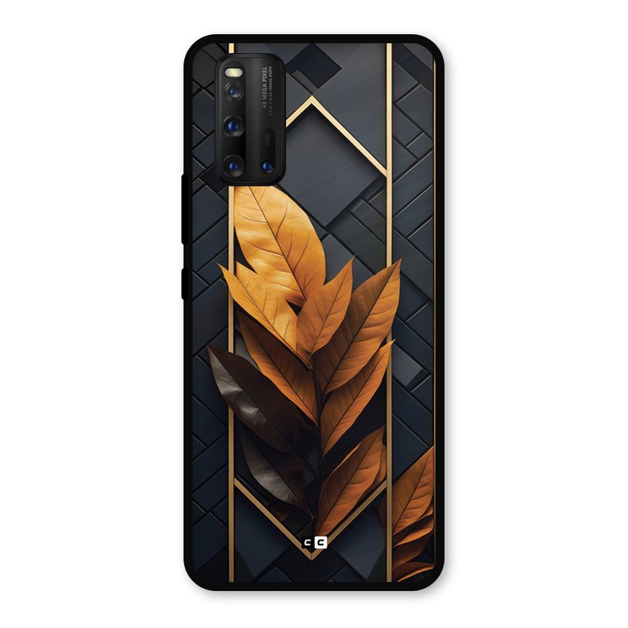 Golden Leaf Pattern Metal Back Case for iQOO 3