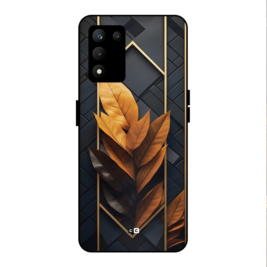 Golden Leaf Pattern Metal Back Case for realme 9 5G SE