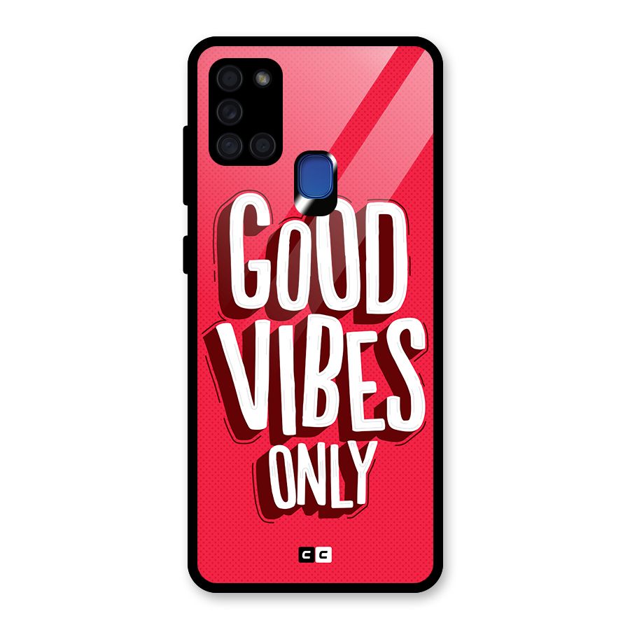 Good Vibes Only Pop Art Glass Back Case for Galaxy A21s