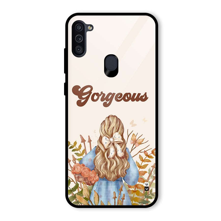 Gorgeous Girl Glass Back Case for Galaxy M11