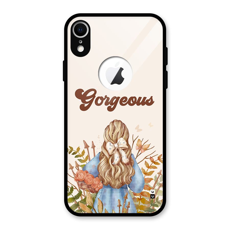 Gorgeous Girl Glass Back Case for iPhone XR Logo Cut