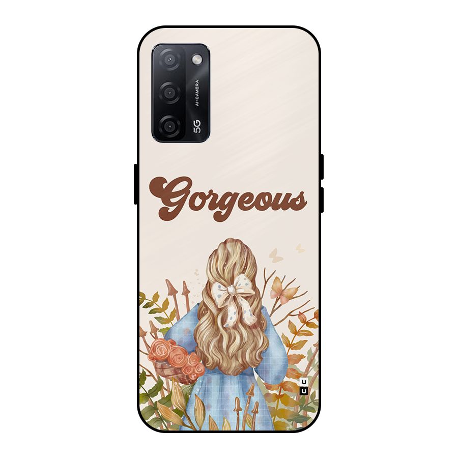 Gorgeous Girl Metal Back Case for Oppo A53s 5G