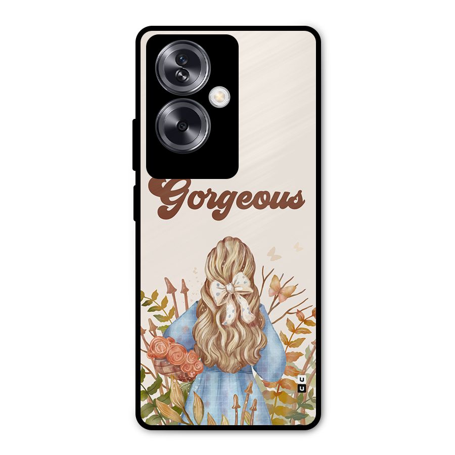 Gorgeous Girl Metal Back Case for Oppo A79 5G