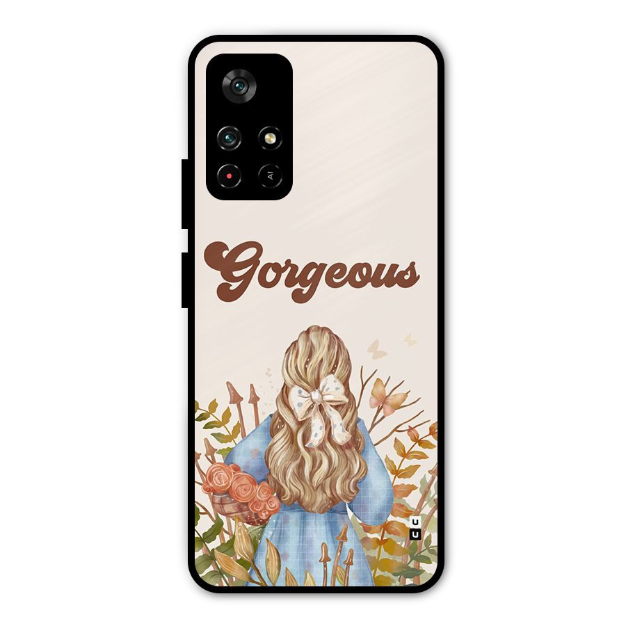 Gorgeous Girl Metal Back Case for Poco M4 Pro 5G