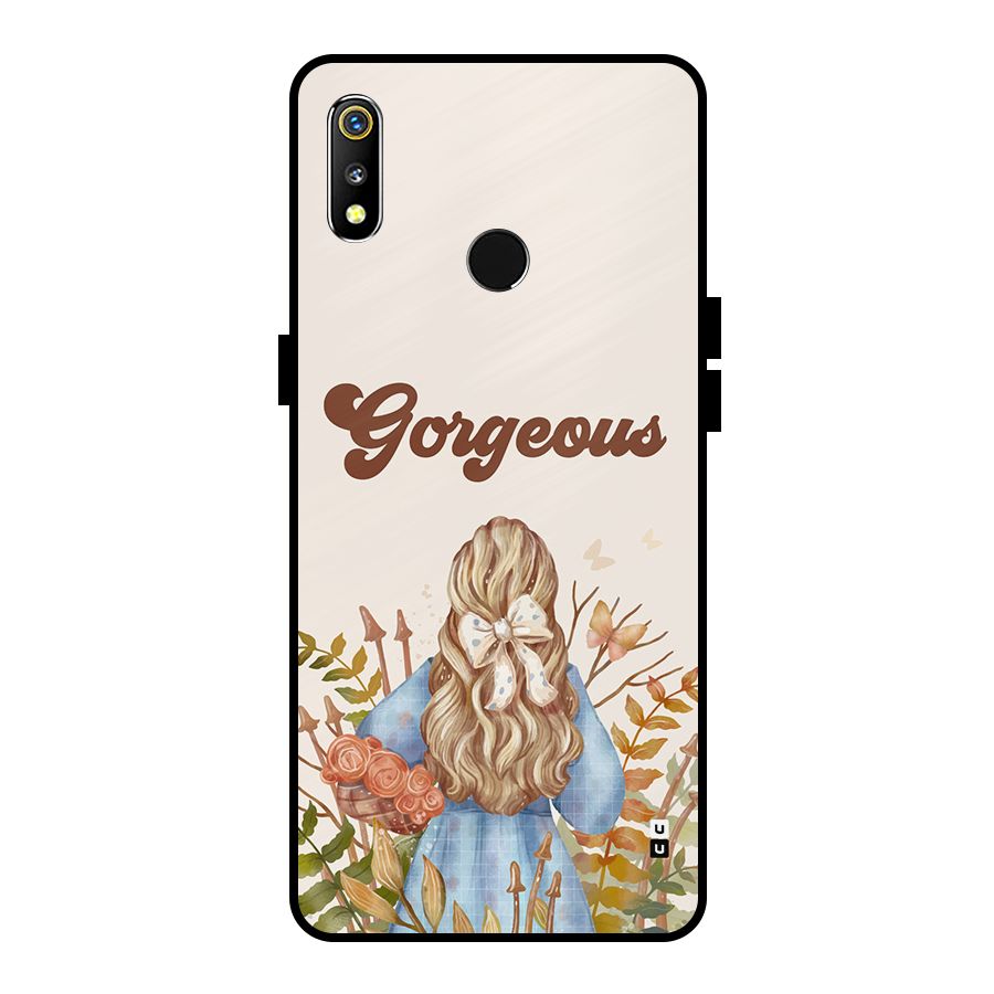 Gorgeous Girl Metal Back Case for Realme 3i