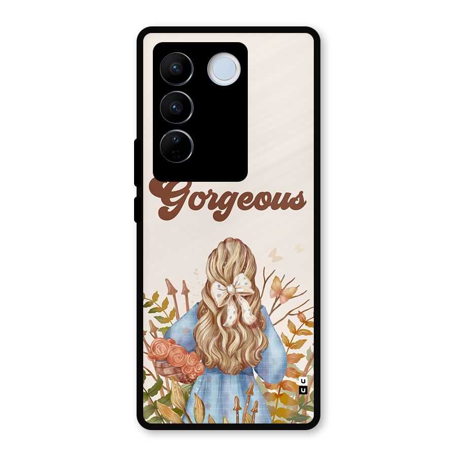 Gorgeous Girl Metal Back Case for Vivo V27 Pro