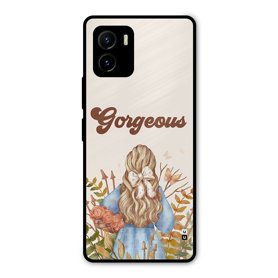 Gorgeous Girl Metal Back Case for Vivo Y15s