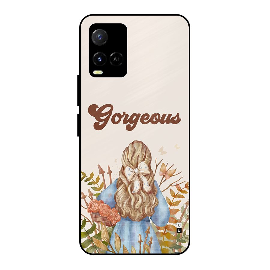 Gorgeous Girl Metal Back Case for Vivo Y21A