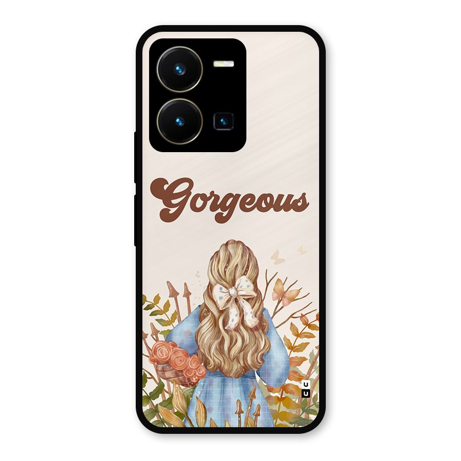 Gorgeous Girl Metal Back Case for Vivo Y35