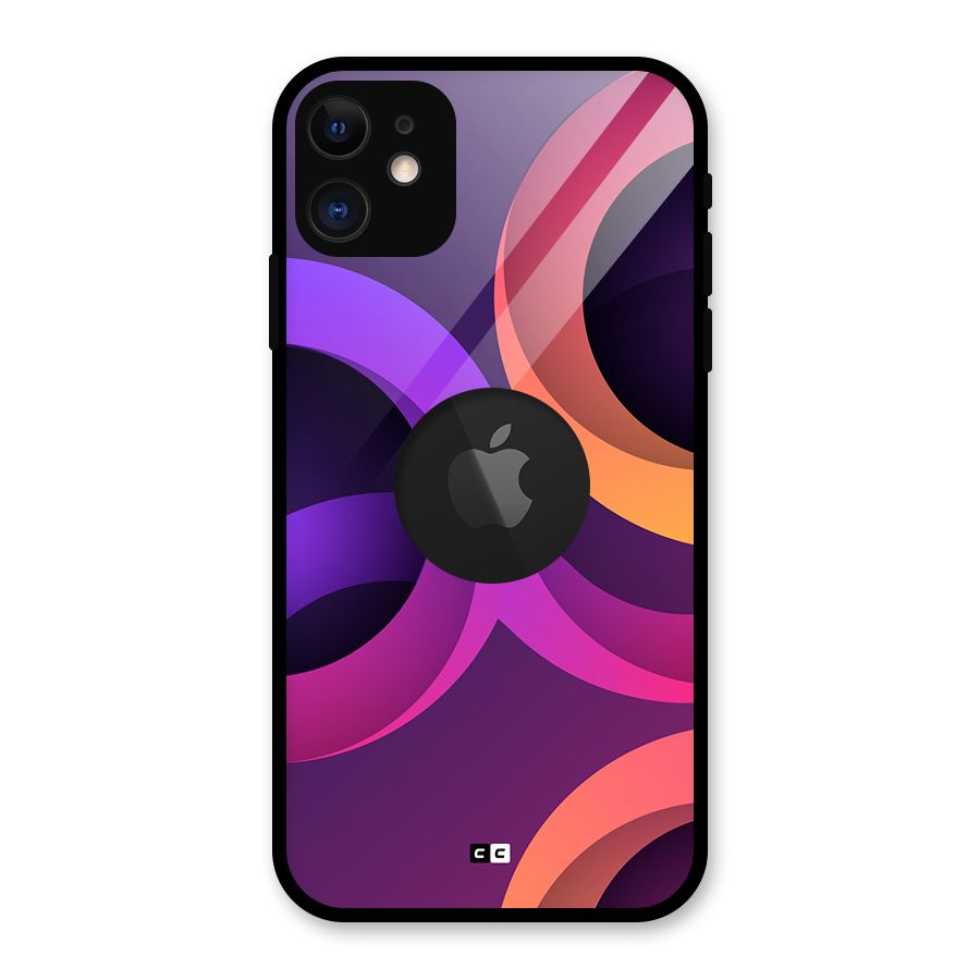 Gradient Rings Glass Back Case for iPhone 11 Logo Cut