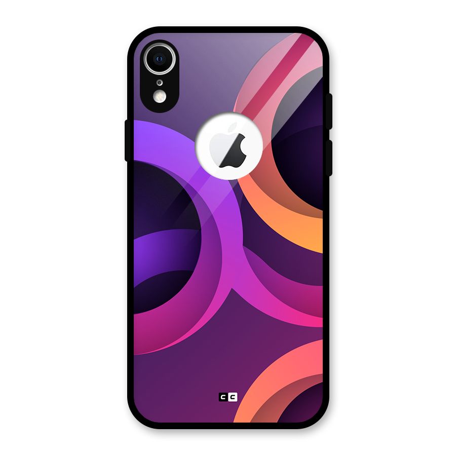 Gradient Rings Glass Back Case for iPhone XR Logo Cut