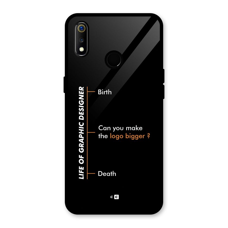 Graphic Designer Life Glass Back Case for Realme 3