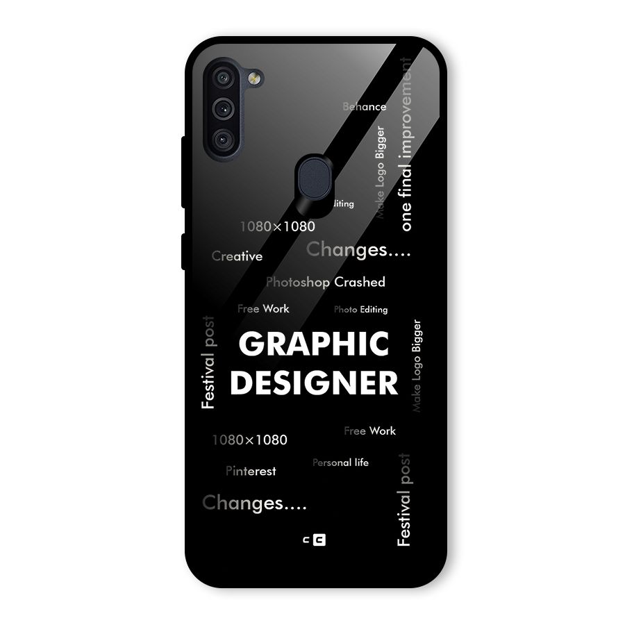 Graphic Designer Struggles Glass Back Case for Galaxy M11
