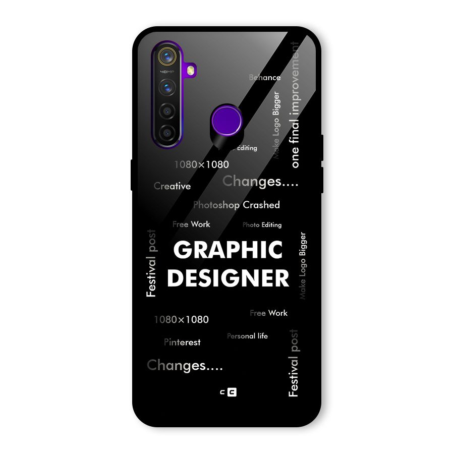 Graphic Designer Struggles Glass Back Case for Realme 5 Pro