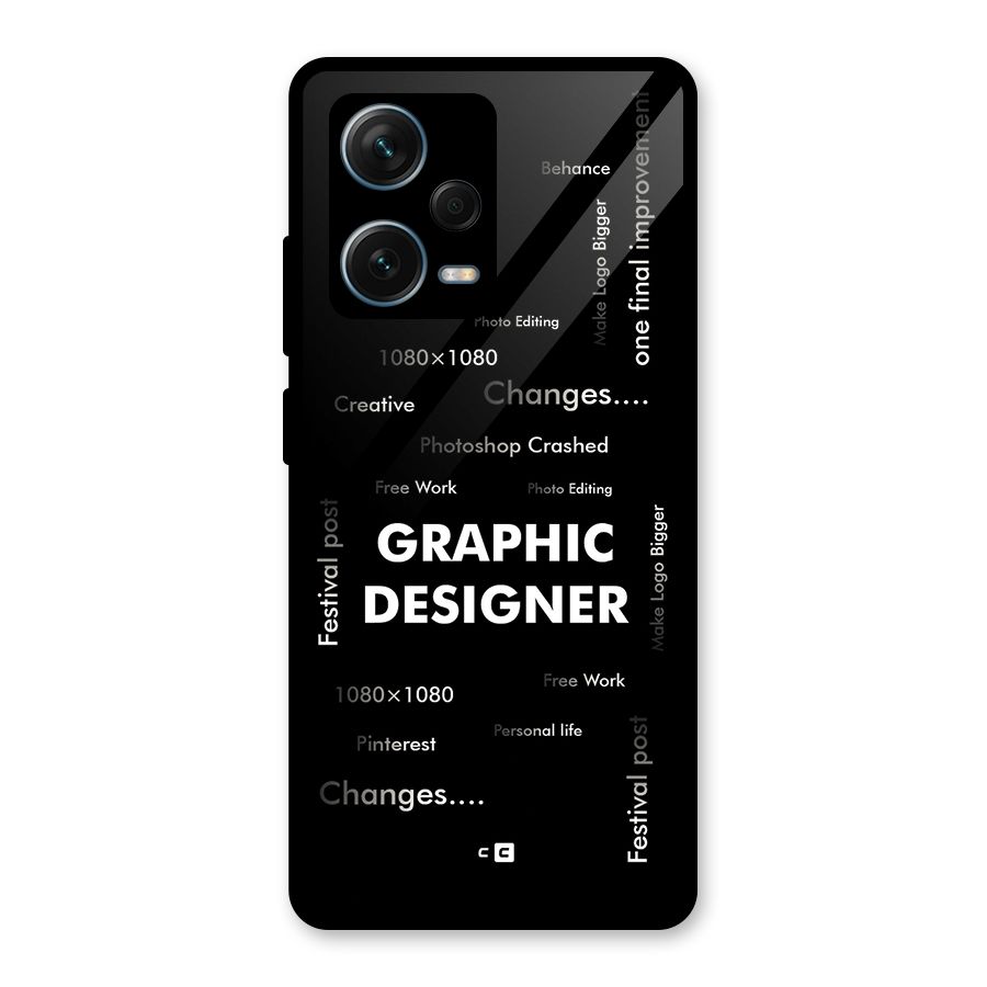 Graphic Designer Struggles Glass Back Case for Redmi Note 12 Pro Plus 5G