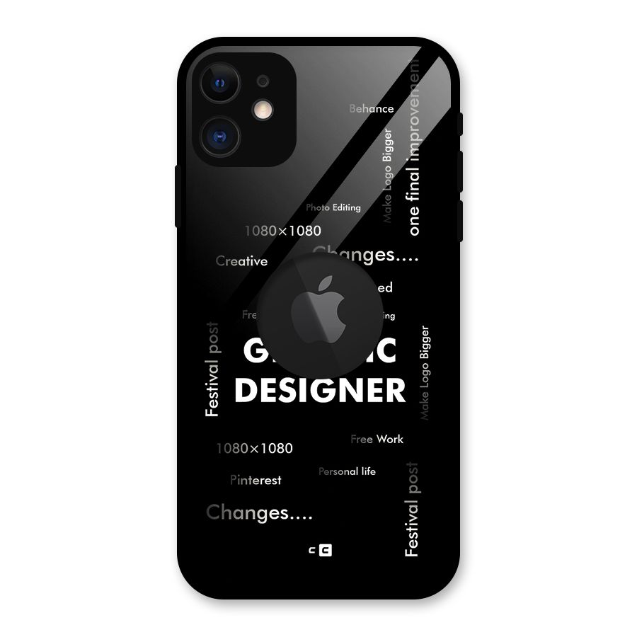 Graphic Designer Struggles Glass Back Case for iPhone 11 Logo Cut
