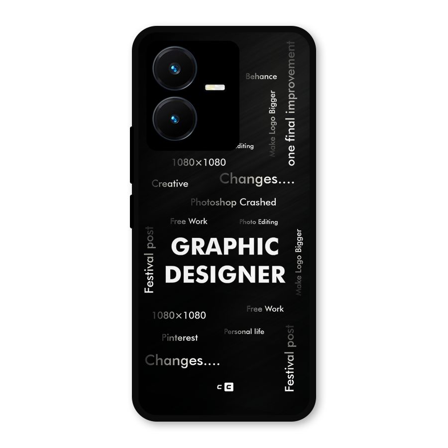 Graphic Designer Struggles Metal Back Case for Vivo Y22