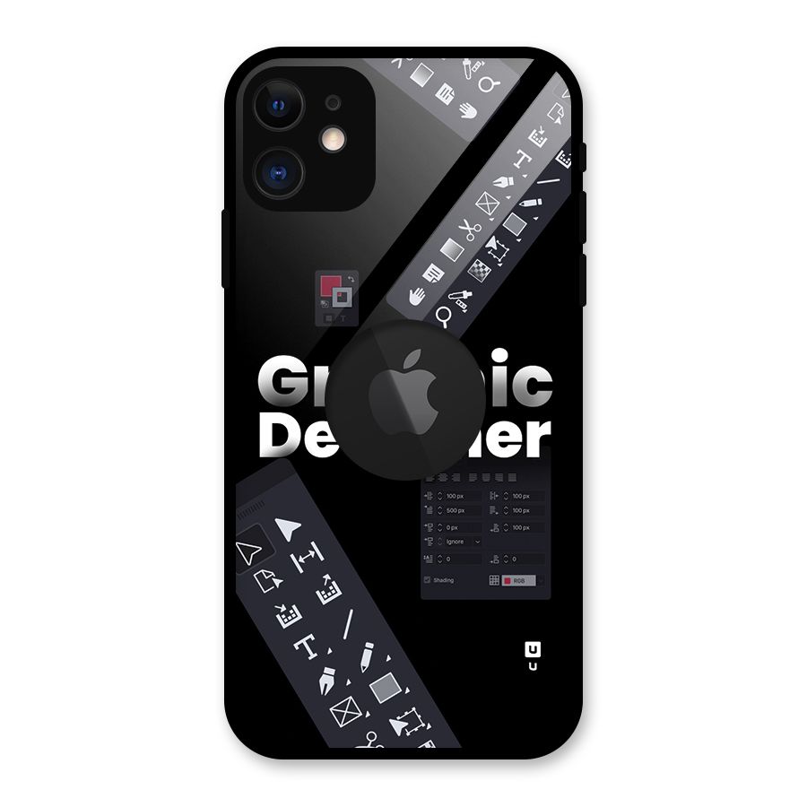 Graphic Designer Tools Glass Back Case for iPhone 11 Logo Cut