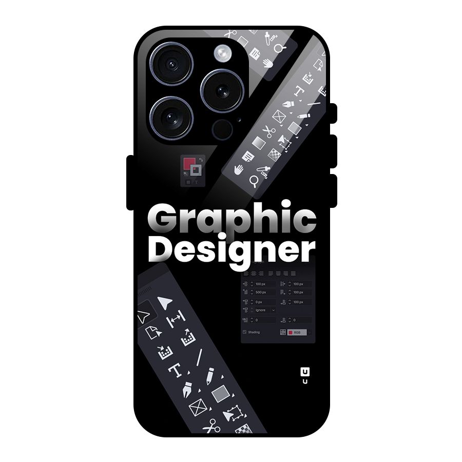 Graphic Designer Tools Glass Back Case for iPhone 15 Pro