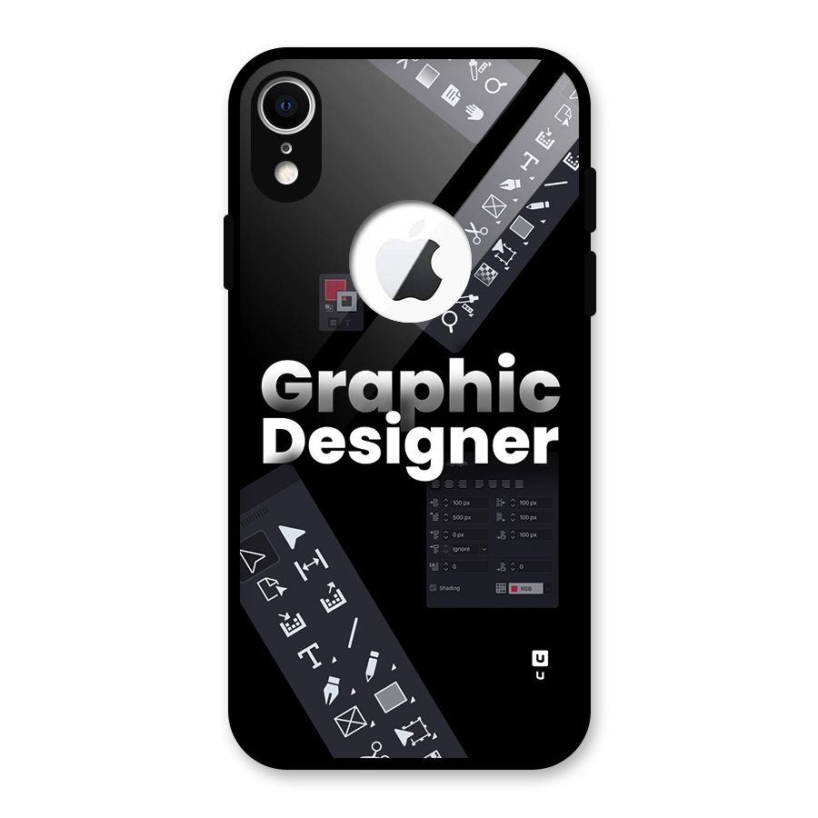 Graphic Designer Tools Glass Back Case for iPhone XR Logo Cut