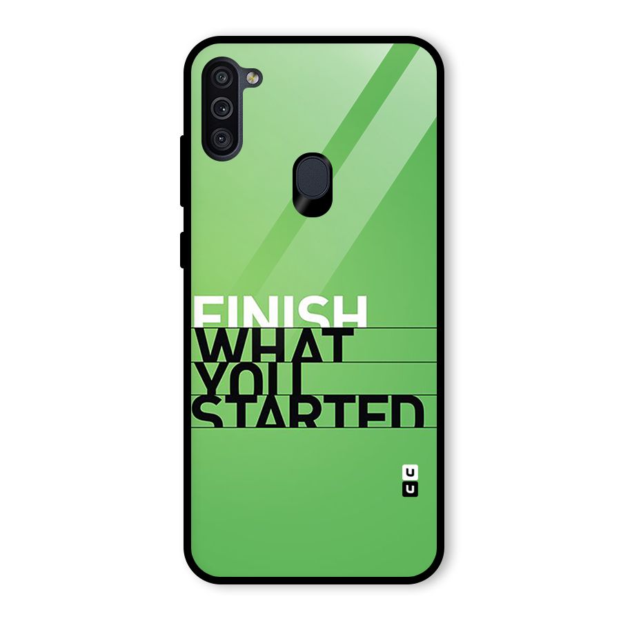 Green Finish Glass Back Case for Galaxy M11