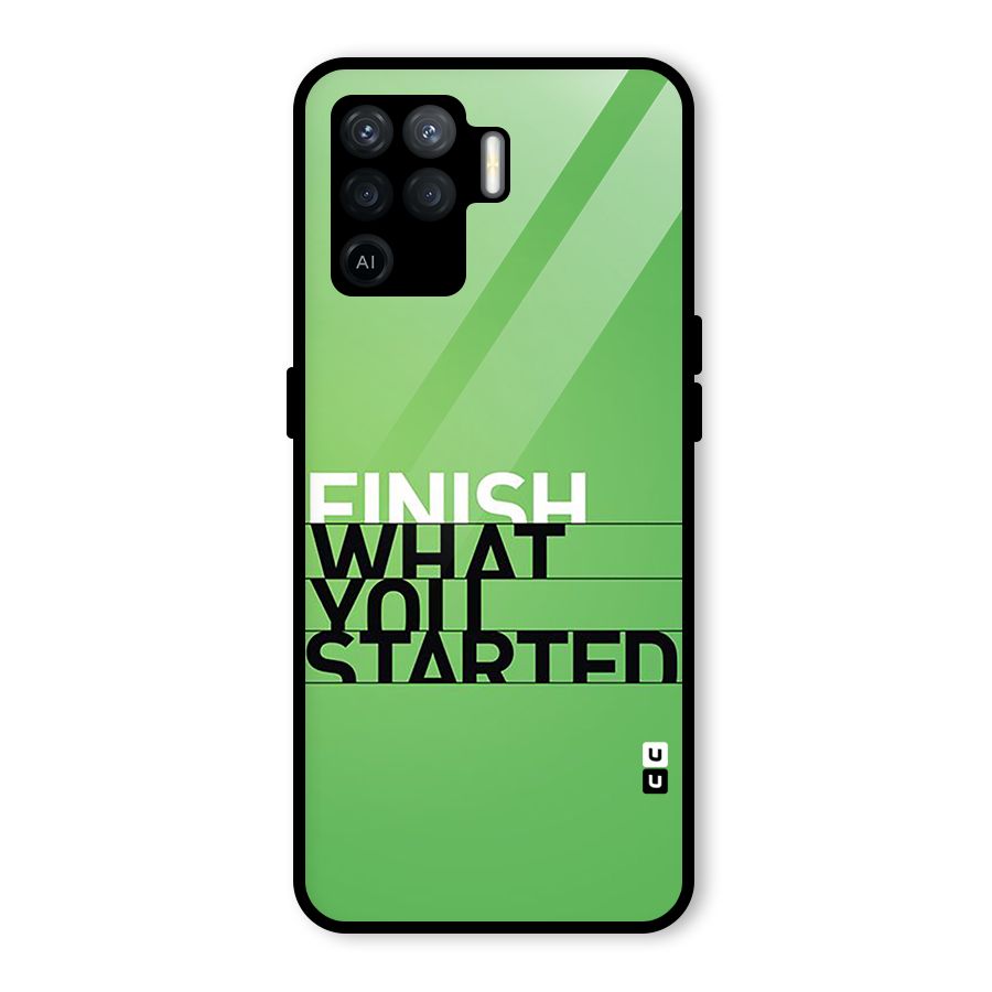 Green Finish Glass Back Case for Oppo F19 Pro