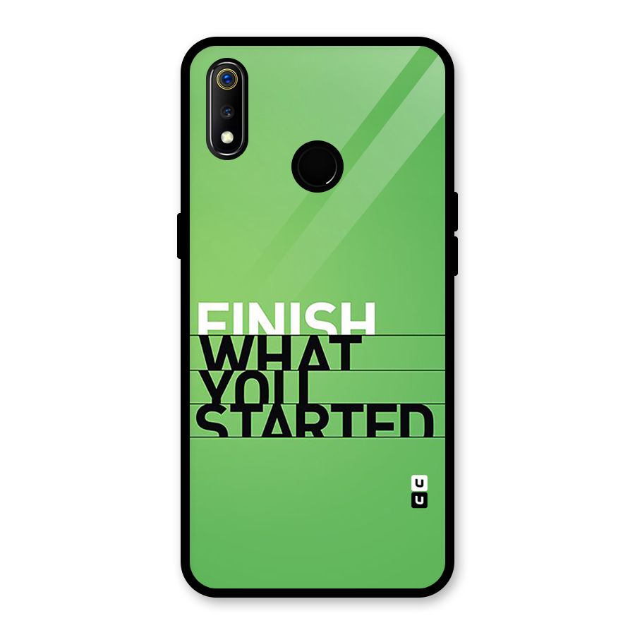 Green Finish Glass Back Case for Realme 3