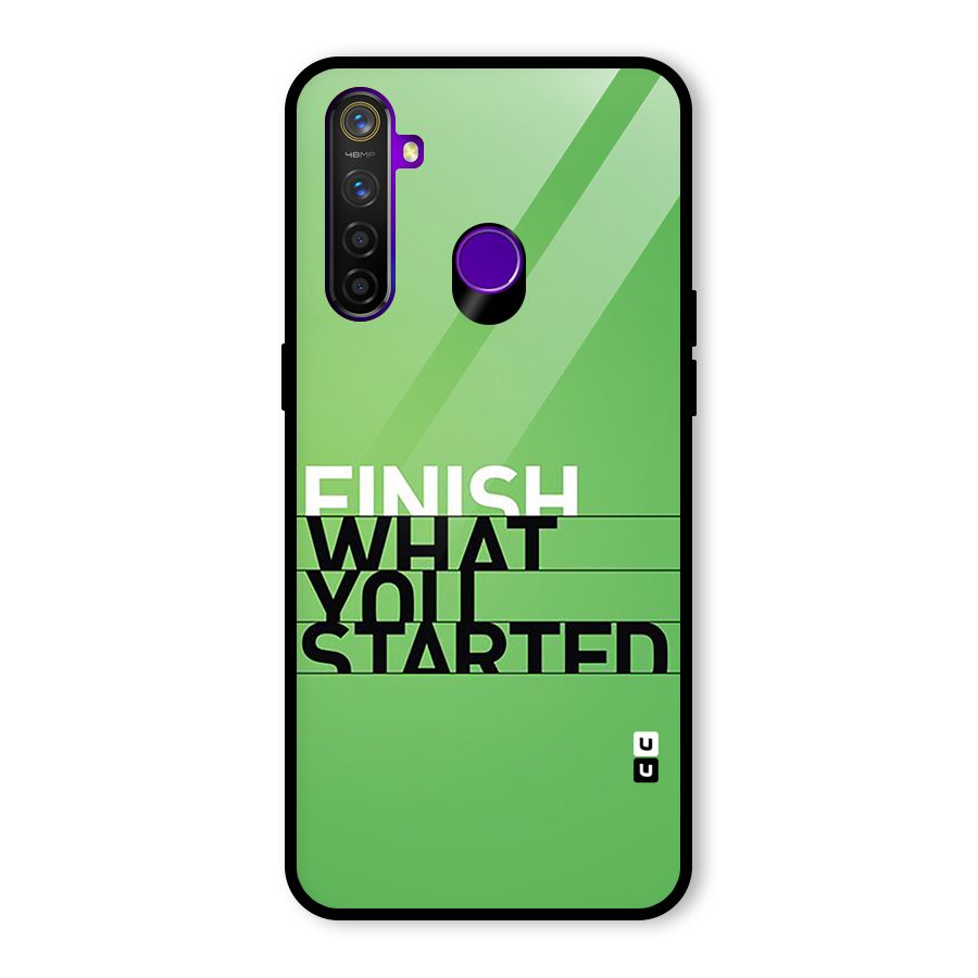 Green Finish Glass Back Case for Realme 5 Pro