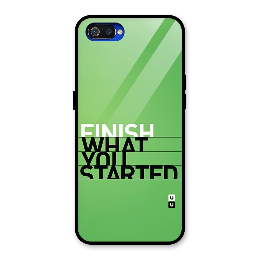 Green Finish Glass Back Case for Realme C2