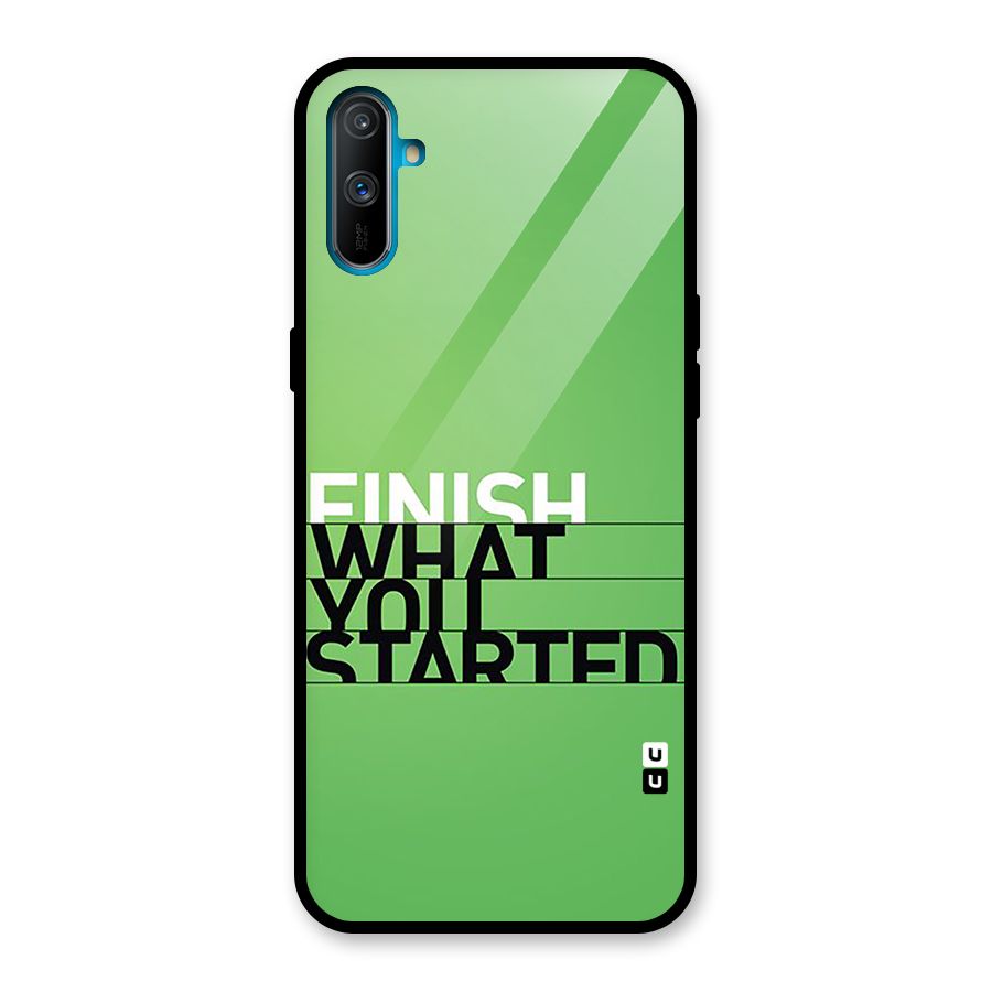 Green Finish Glass Back Case for Realme C3