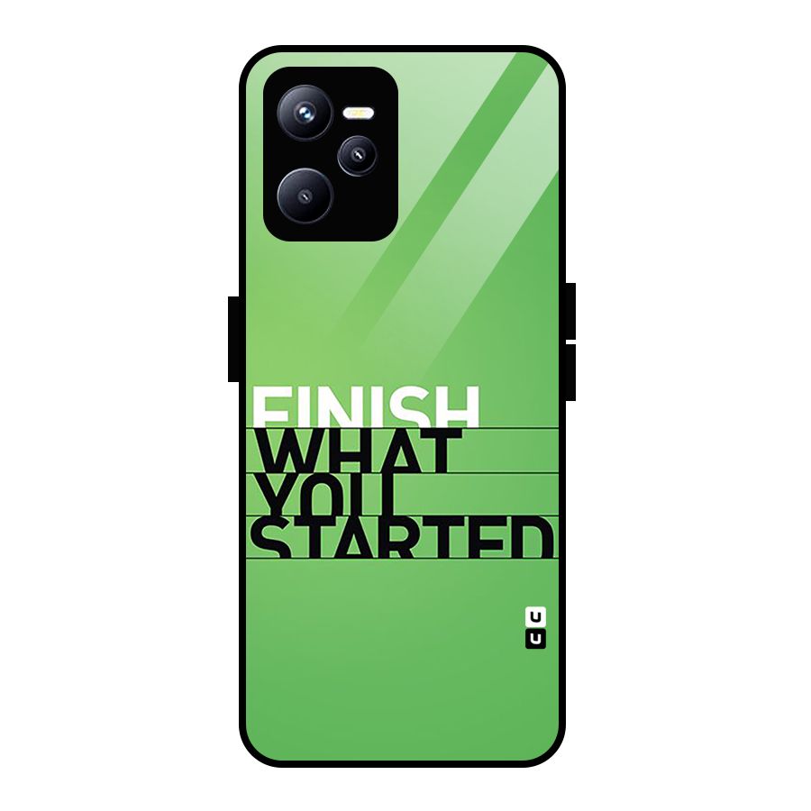 Green Finish Glass Back Case for Realme C35