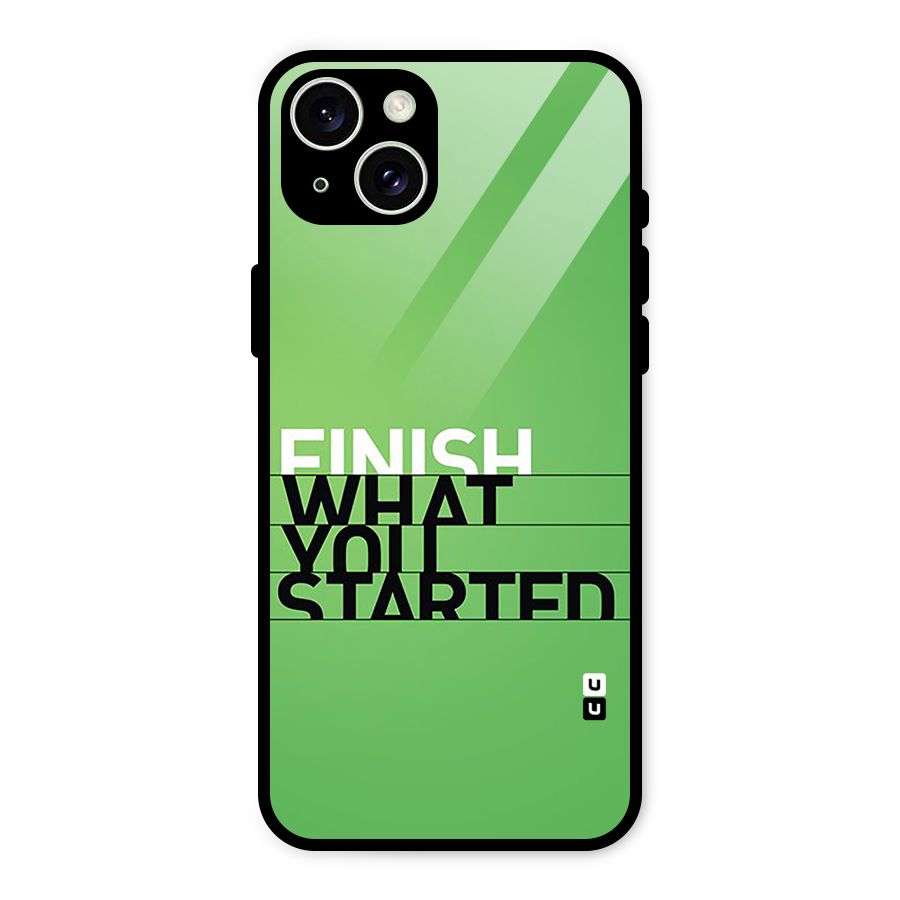 Green Finish Glass Back Case for iPhone 15 Plus