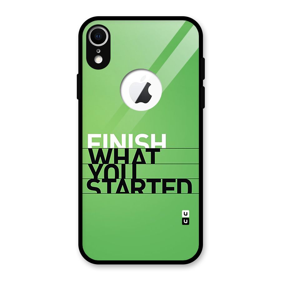 Green Finish Glass Back Case for iPhone XR Logo Cut