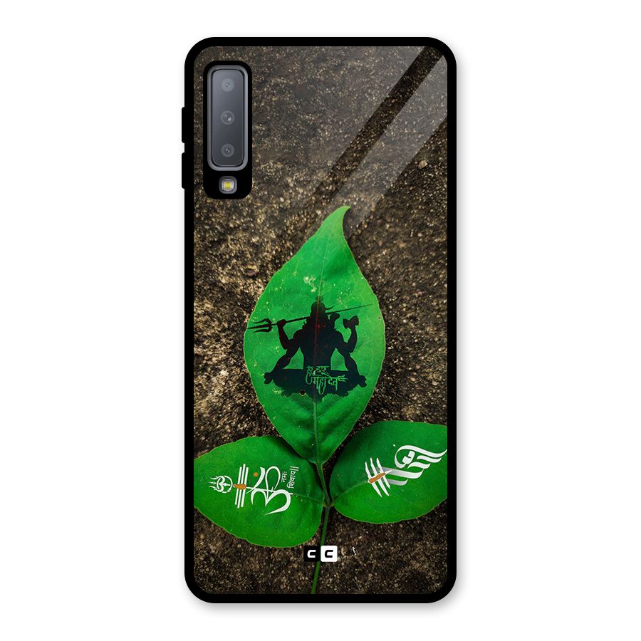 Green Leaf Shiva Glass Back Case for Galaxy A7 (2018)