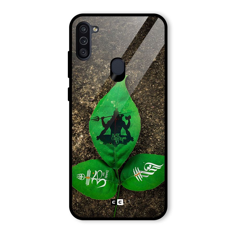 Green Leaf Shiva Glass Back Case for Galaxy M11