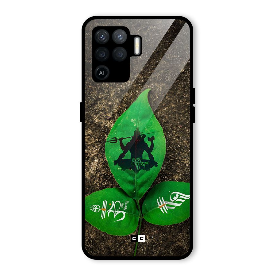 Green Leaf Shiva Glass Back Case for Oppo F19 Pro