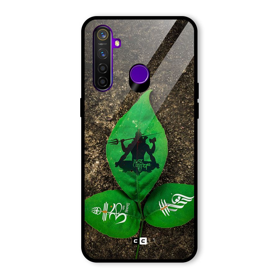 Green Leaf Shiva Glass Back Case for Realme 5 Pro