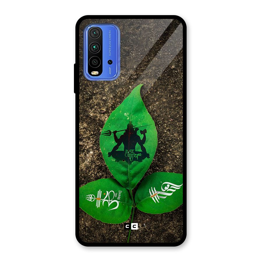 Green Leaf Shiva Glass Back Case for Redmi 9 Power