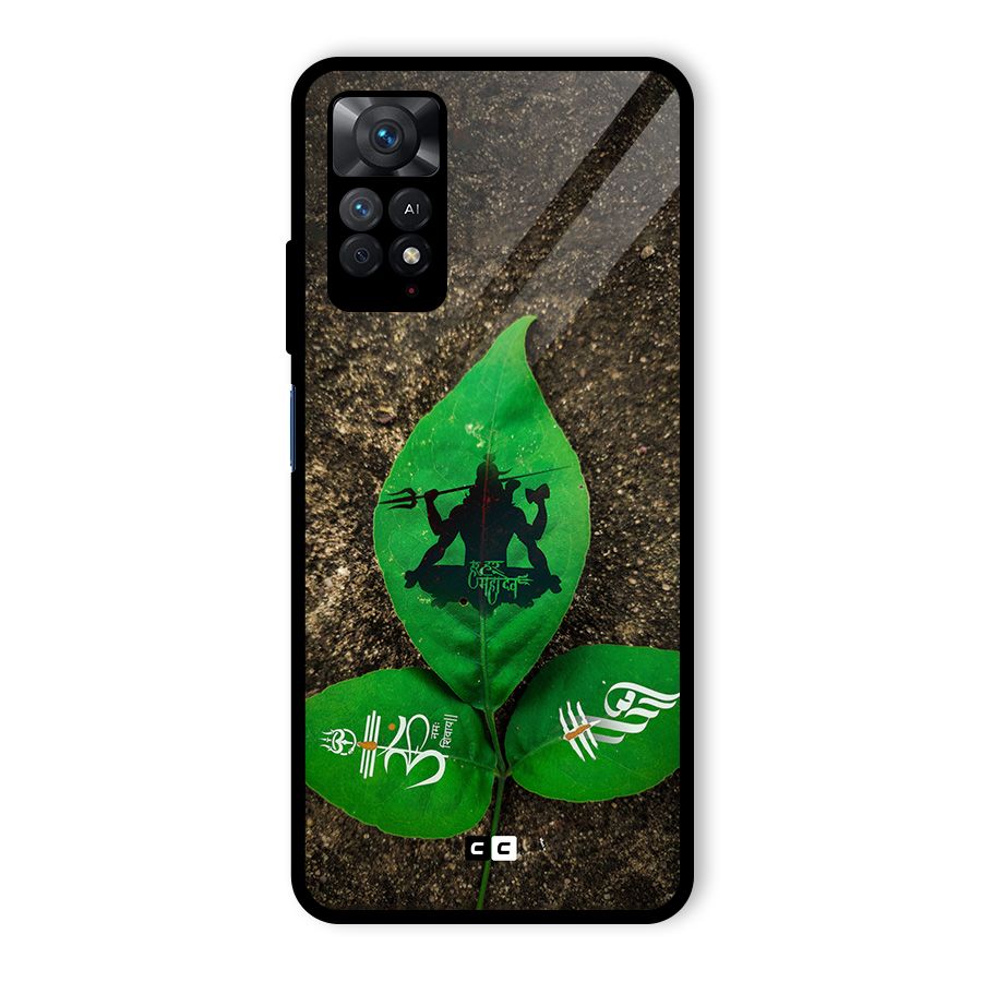 Green Leaf Shiva Glass Back Case for Redmi Note 11 Pro