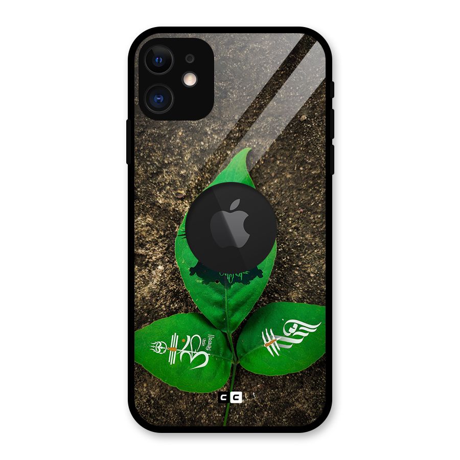 Green Leaf Shiva Glass Back Case for iPhone 11 Logo Cut