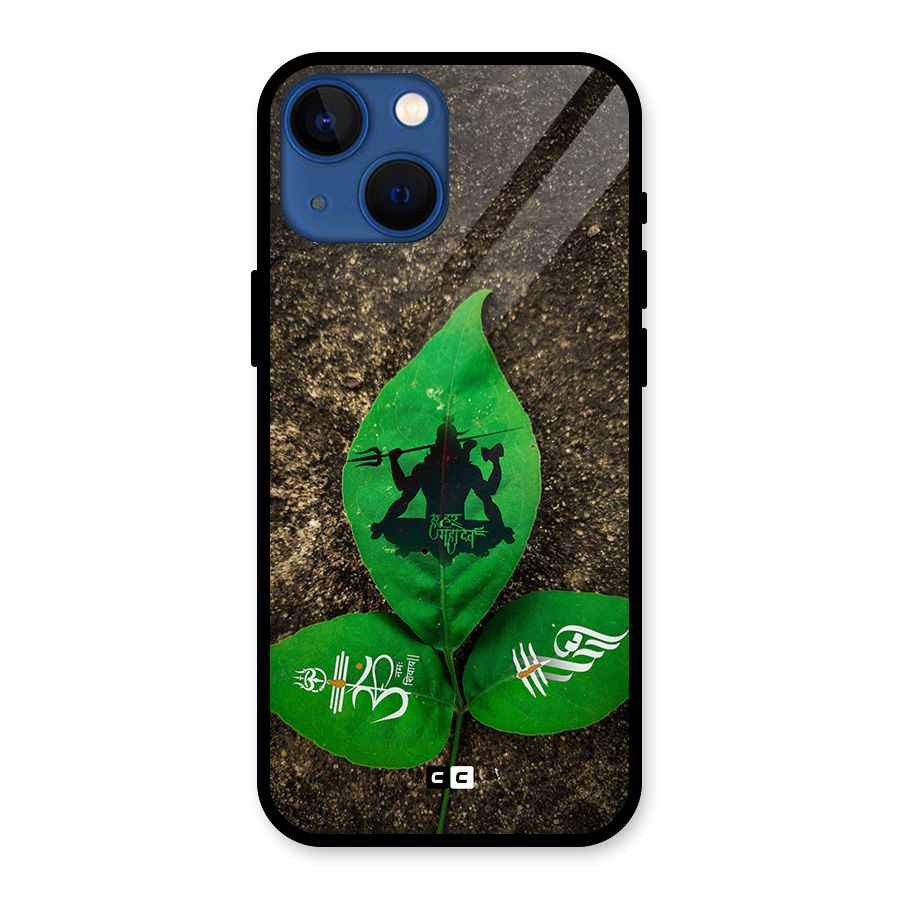 Green Leaf Shiva Glass Back Case for iPhone 13 Mini