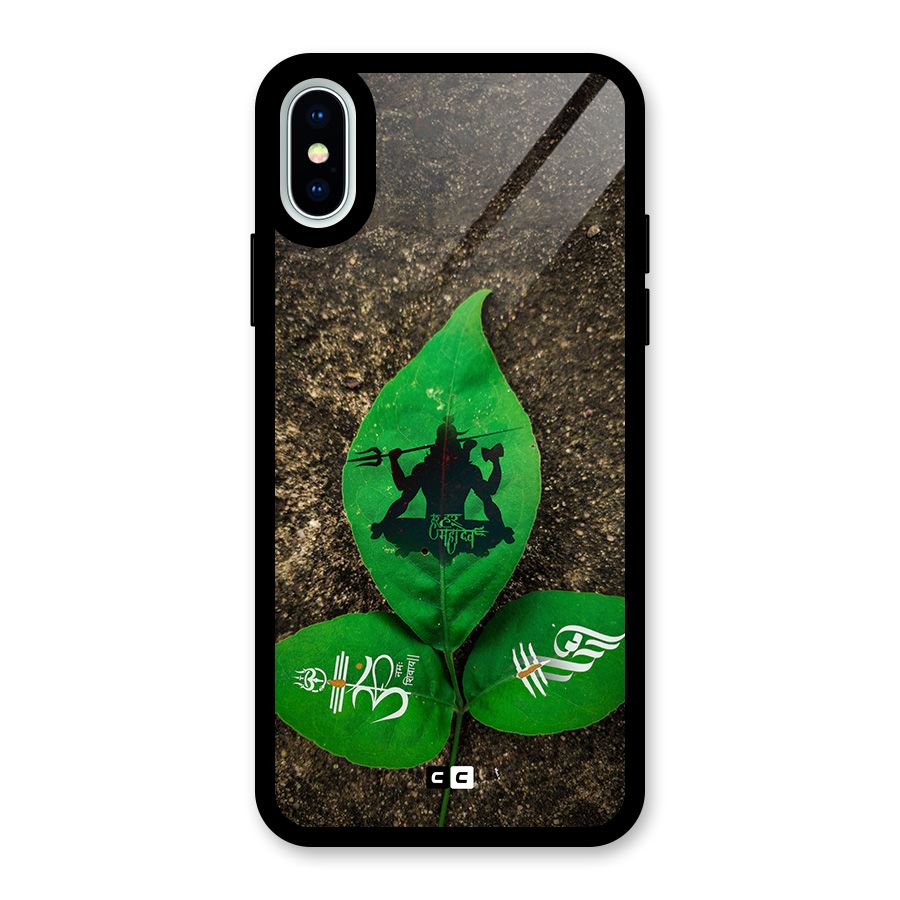 Green Leaf Shiva Glass Back Case for iPhone X