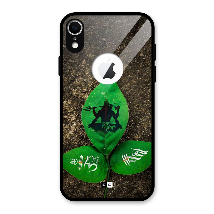 Green Leaf Shiva Glass Back Case for iPhone XR Logo Cut