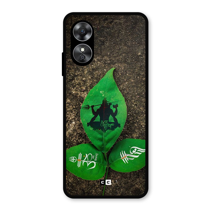 Green Leaf Shiva Metal Back Case for Oppo A17