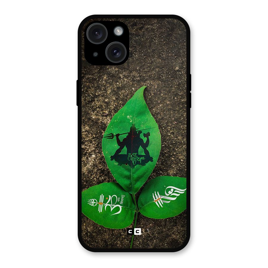 Green Leaf Shiva Metal Back Case for iPhone 15 Plus