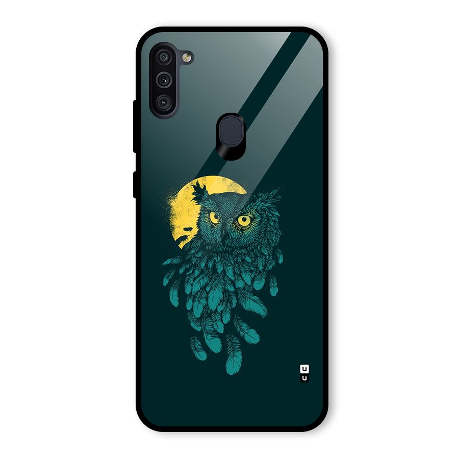 Green Owl Glass Back Case for Galaxy M11